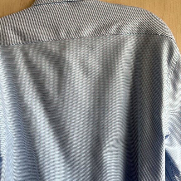 Tailorbyrd Men Size 16.5-32/33 Trim‎ Fit Non Iron Long Sleeve Blue Pink Shirt - Picture 6 of 9